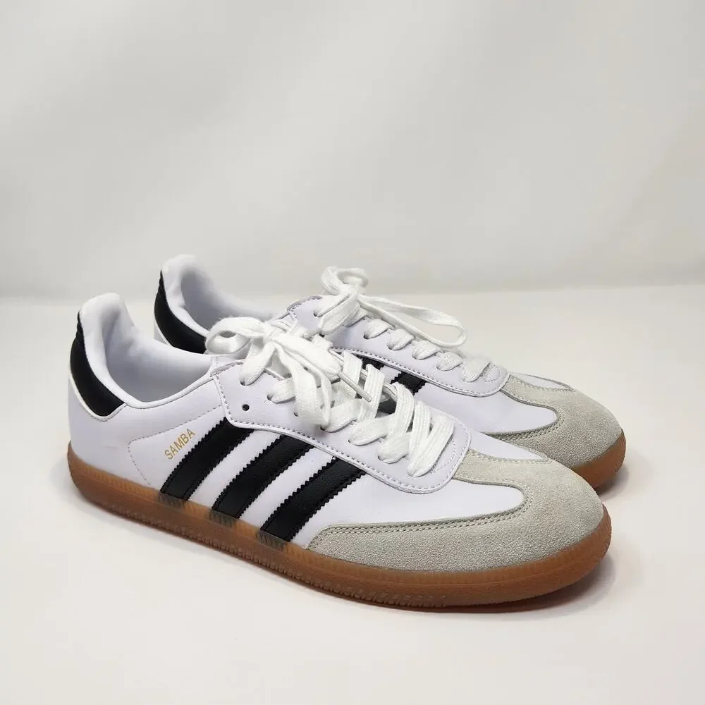 Adidas Samba OG White Black Trainers Sneakers Women Size 9.5 Leather IF0462